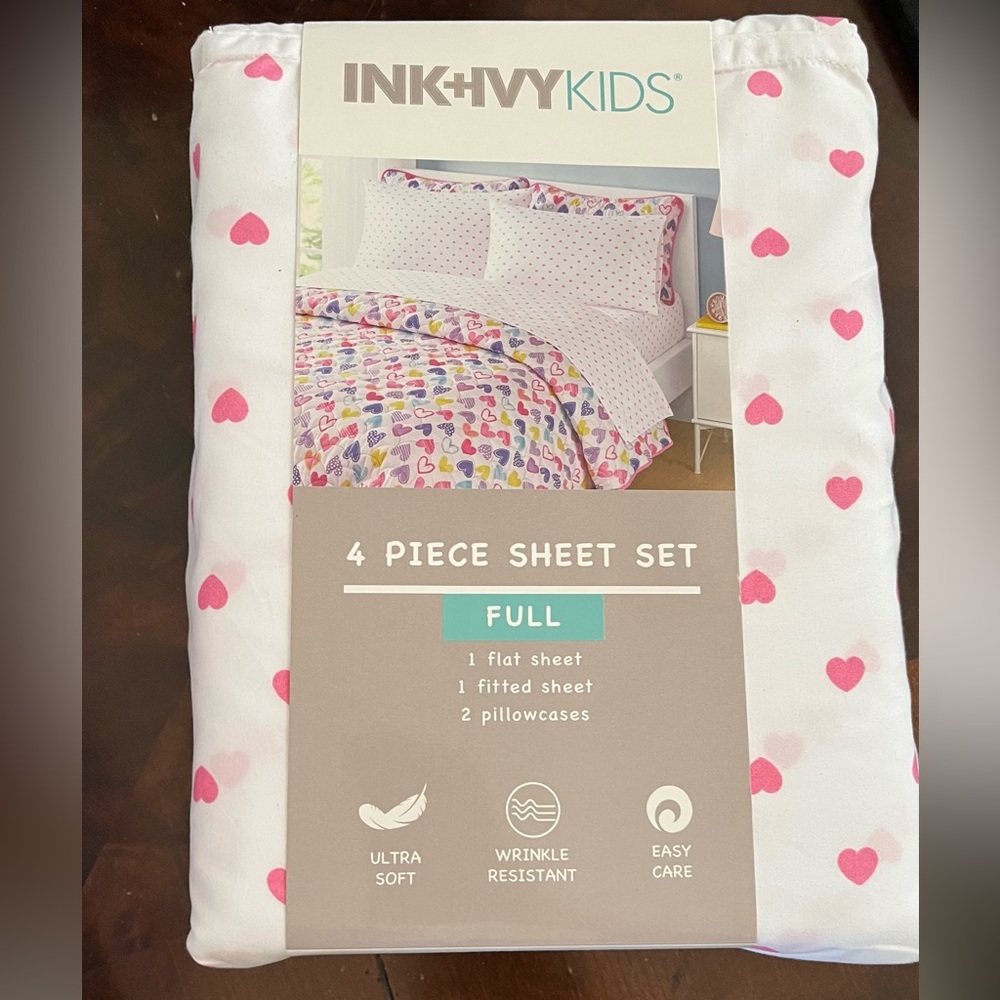Kids Pink Heart Sheet Set